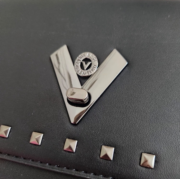 Valentino Orlandi studded black satchel with web crossbody strap. New with tags! - Picture 8 of 12